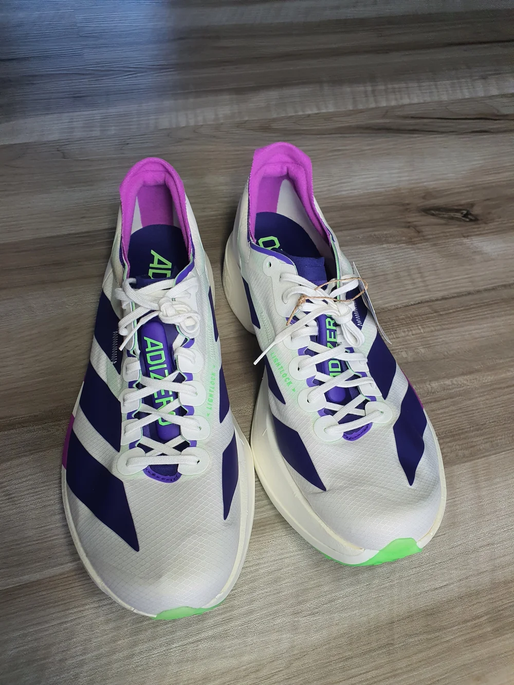 adidas Adizero Adios Pro 4 Core White Purple Lime JR1656 Men's Size 10 New - Picture 7 of 12